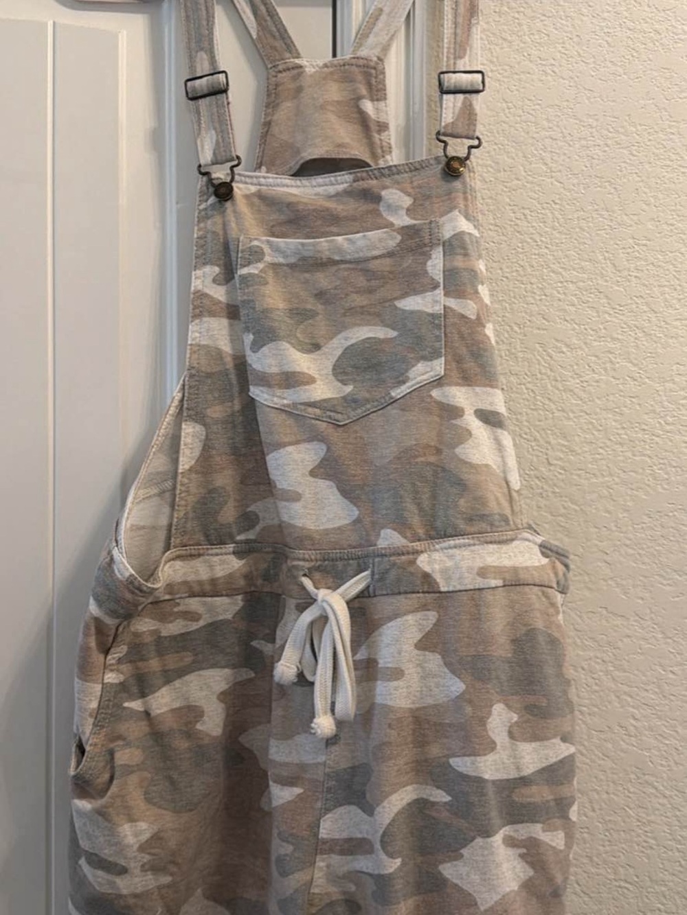 Wallflower Beige & White Camo Women’s Overalls